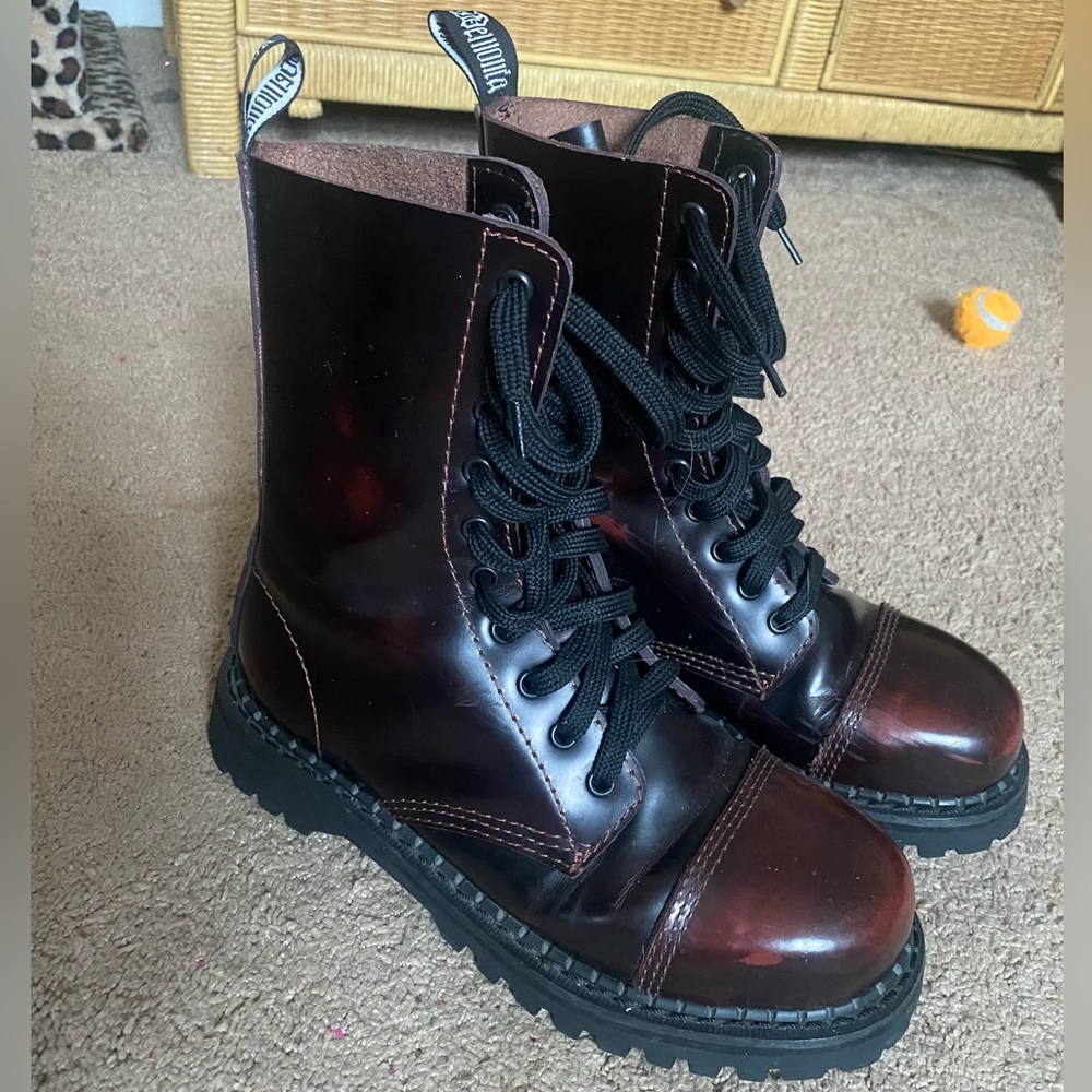 Demonia oxblood combat boots emo goth grunge 2000s